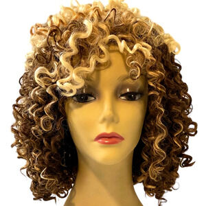 ASHRO Katrina Wig Kinky Curly Locs Brown Blonde Ombre Synthetic Hair  NWT